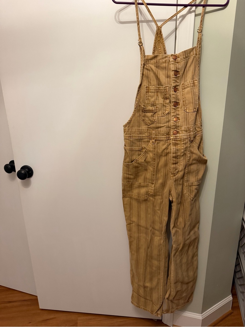 Pilcro Striped Tan Women's Overalls